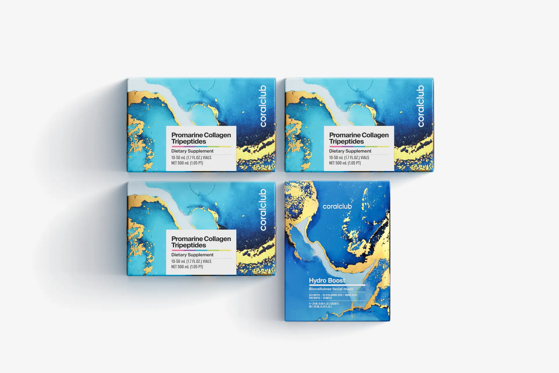 Sada Promarine Collagen Tripeptides (3 balenia po 10 ks) + Hydro Boost Biocellulose Facial Mask (5 ks)